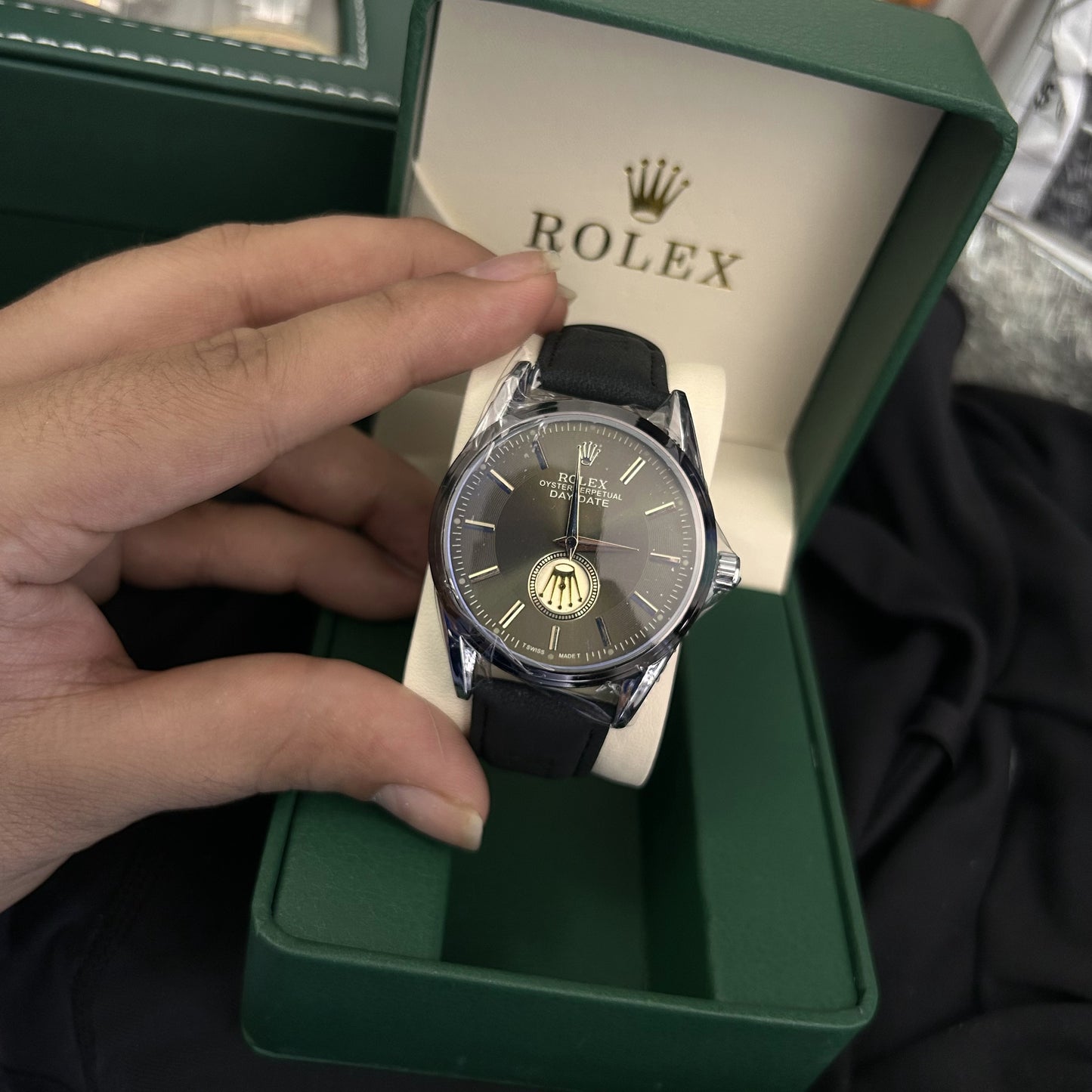 ROLEX CUERO CORONA PARA HOMBRE REF-NN